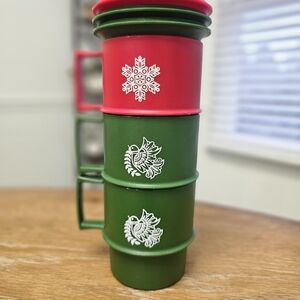 Tupperware Red and Green Holiday Mugs